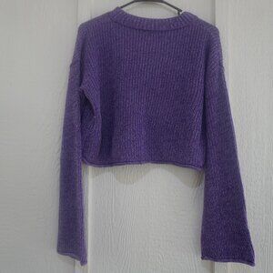 Women's Wild Fable Purple Knitted Crop Top w/ Flare Long Sleeves - Size …